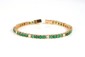 Armband - 18 karaat Geel goud - 8.61ct. tw. Smaragd -, Nieuw