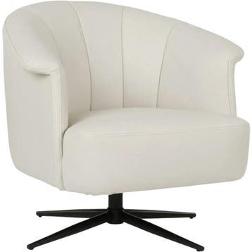 Leren draaifauteuil Embrace - Toledo Bianco (gebroken wit), Eigentijds, Klassiek, Modern, Romantisch, Nieuw, Ophalen of Verzenden