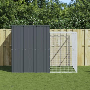 vidaXL Hondenhok met ren 214x253x181 cm gegalvaniseerd staal, Verzenden, Nieuw