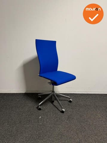 Ahrend - 350 - Vergaderstoel - Blauw gestoffeerd, Vergader- of Presentatieruimte, Ophalen of Verzenden, Gebruikt, Stoel
