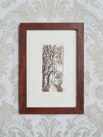 Ets landschap, bospad, inclusief lijst 10x15 cm., Minder dan 50 cm, Oorspronkelijke maker, Verzenden, Nieuw