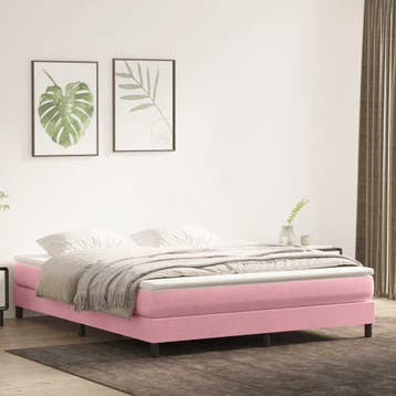 vidaXL Boxspringbed zonder matras 180x220 cm fluweel roze, Verzenden, Nieuw, Eenpersoons, Stof