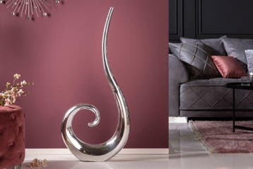 Moderne vaas WAVE XL 106cm zilver aluminium gepolijst, Ophalen of Verzenden, Nieuw