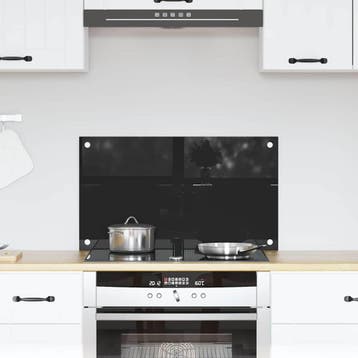 vidaXL Keukenachterwand Zwart 70 x 40 cm gehard glas, Verzenden, Nieuw