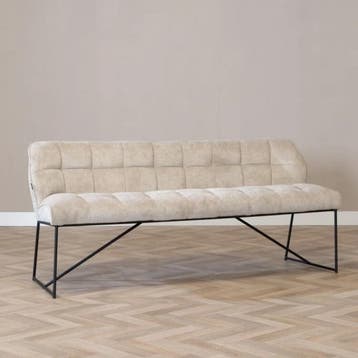 50% Korting: Scandinavische eetkamerbank Jelle taupe 155 cm, Ophalen, Zo goed als nieuw, Scandinavisch, Modern, Stof