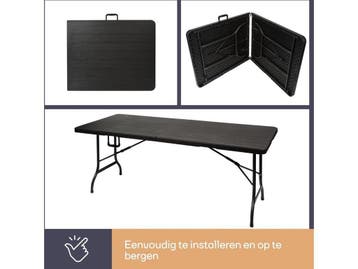 Perel Klaptafel - Inklapbaar - Weerbestendig - Houtlook, Verzenden, Nieuw