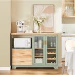Buffetkast met Glazen Deuren – Dressoir met Wijnrek 120×90×4, Verzenden, Nieuw
