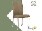 Leren eetkamerstoel Comfort met wieltjes - Toledo Mocca, Bruin, Nieuw, Leer, Ophalen of Verzenden