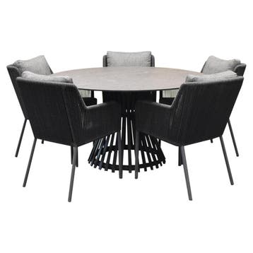 Sussex Pasadena dining tuinset 140xH75 cm rond 6 delig, Ophalen of Verzenden, Nieuw