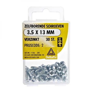 10 stuks Deltafix Zelfborende Schroef Verzinkt 3.5x13mm Set, Ophalen of Verzenden, Nieuw