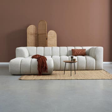 *WOONWINKEL* Bank Met Strepen Stiksel Grijsbeige Chaise Long, Verzenden, Nieuw