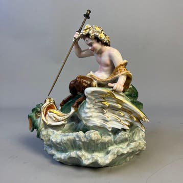 Decoratief ornament - Grote polychrome porseleinen, Antiek en Kunst