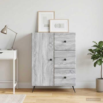 vidaXL Dressoir Grijs sonoma 66 x 34,5 x 90 cm Bewerkt hout, Huis en Inrichting, Verzenden, Nieuw, Overige houtsoorten, Minder dan 50 cm