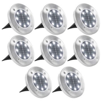 vidaXL Grondlampen 8 st solar LED wit, Zonne-energie, Kunststof, Verzenden, Nieuw