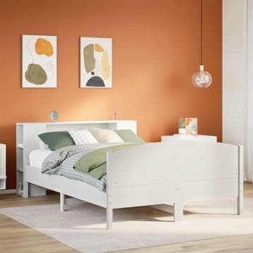 vidaXL Bed met boekenkast zonder matras grenenhout wit, Verzenden, Wit, 190 cm of minder, Overige maten