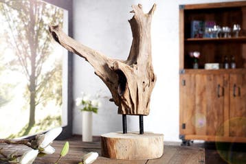 Massief teakhouten ornament FLAME 30-40cm drijfhout, Huis en Inrichting, Woonaccessoires | Overige, Ophalen of Verzenden, Nieuw