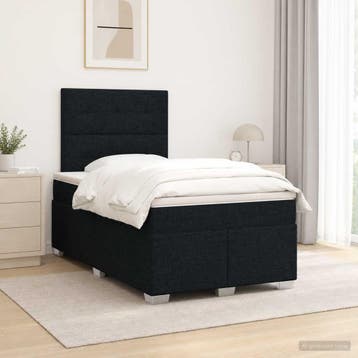 vidaXL Boxspringbed met matras met hoofdeinde Zwart 120 x, Verzenden, Nieuw, Twijfelaar, Zwart