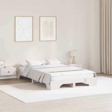 vidaXL Bedframe Wit 140 x 190 cm Massief grenenhout, Verzenden, Nieuw, Wit, Hout