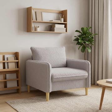 vidaXL XL fauteuil Lichtgrijs Bouclé, Huis en Inrichting, Verzenden, Nieuw