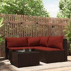 vidaXL 4-delige Loungeset met kussens poly rattan bruin, Verzenden, Nieuw, Loungeset