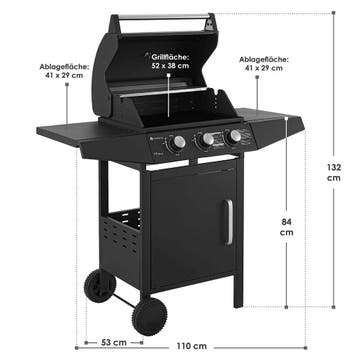 Lousiana Gasbarbecue - 3 branders - Zwart, Tuin en Terras, Gasbarbecues, Verzenden, Nieuw
