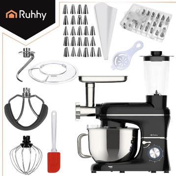 Ruhhy 3-in-1 planetaire keukenmachine 6,2 l zwart met gla..., Ophalen of Verzenden, Nieuw