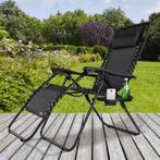 Tuinstoel - Ligstoel Zwart Opvouwbaar (Stoelen), Tuin en Terras, Verzenden, Nieuw