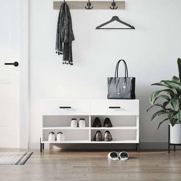 vidaXL Schoenenbank 102x35x55 cm bewerkt hout wit, Verzenden, Nieuw
