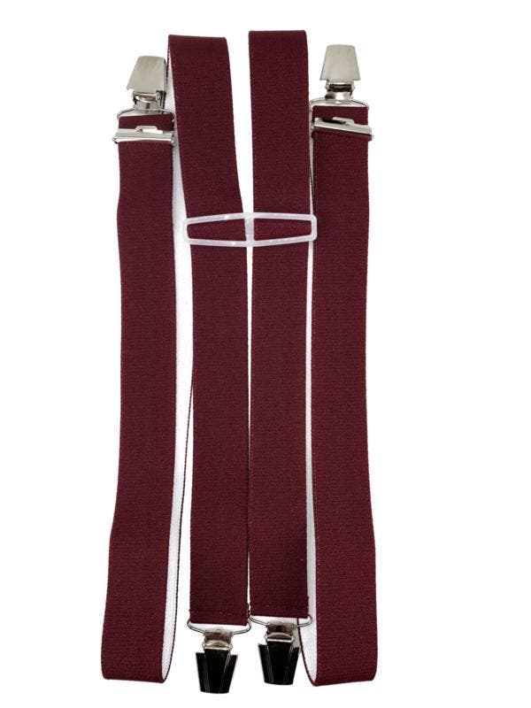 Bordeaux Bretels met 4 extra sterke clips, Kleding | Heren, Riemen en Ceinturen, Nieuw, Verzenden