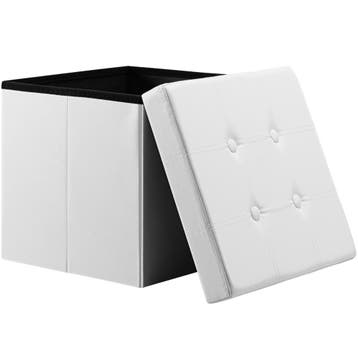 Poef Wit kunstleer 38x38x38cm inklapbaar (Stoelen), Verzenden, Nieuw