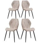 4 eetkamerstoelen beige - Gevoerde zitting en ijzeren poten, Verzenden, Nieuw, Kunststof, Vier