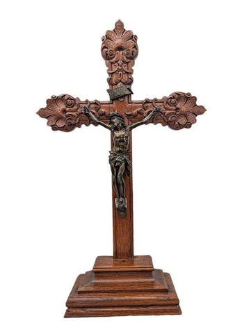 Antiek Crucifix - Hout, Metaal - 1910-1920 - Houten