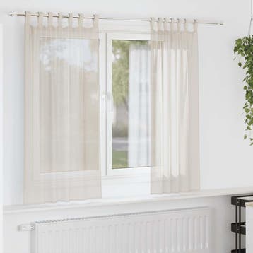 vidaXL Gordijnen voile met Tab Top 2 st crèmekleurig, Verzenden, Nieuw, Crème