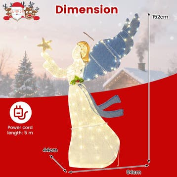 2dekans | Coast 152 cm Verlichte Kerstengel – 3D Engel met, Ophalen of Verzenden, Zo goed als nieuw