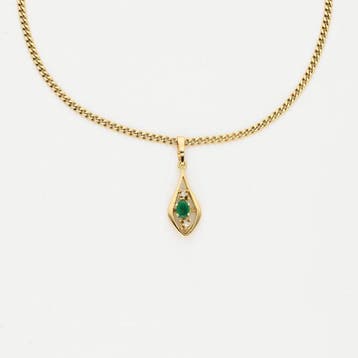 Ketting met hanger - 18 karaat Geel goud - Diamant