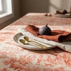 AA157 - Tafelkleed Toile de Jouy oranje 100% katoen -