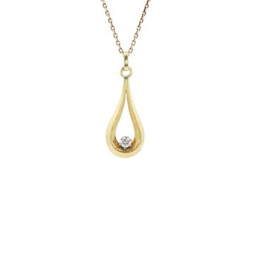 Gouden hanger met diamant 14 karaat, Verzenden, Zo goed als nieuw, Goud