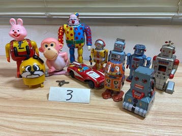 Showa Retro Tin Toys & Wind-Up Toys Set of 11 Including, Antiek en Kunst, Antiek | Speelgoed