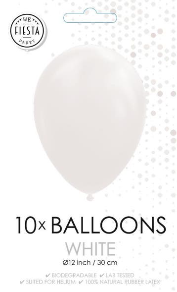10x Ballonnen Wit, Hobby en Vrije tijd, Feestartikelen, Verzenden, Nieuw, Versiering, Geboorte of Huwelijk