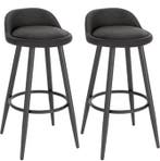 Set van 2 Zwarte Fluwelen Barkrukken met Voetsteun, Verzenden, Nieuw