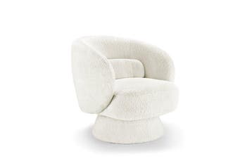 Fauteuil BOSSA NOVA 360° draaibaar bouclé wit - 43526, Ophalen of Verzenden, Nieuw