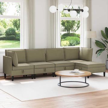 vidaXL Woonkamer Meubelset 5 st Kaki Stof, Verzenden, Nieuw, Stof, Minder dan 150 cm