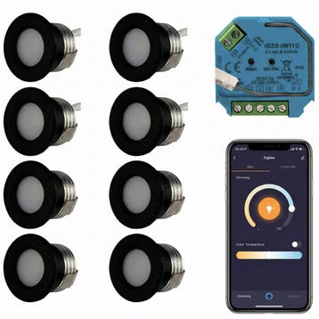 8x | Smart veranda inbouwspots zwart | 1.5 Watt, Ophalen of Verzenden, Nieuw, Plafondspot of Wandspot