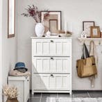 2dekans | Sobuy schoenenkast - Vintage Wit - -, Ophalen of Verzenden, Zo goed als nieuw