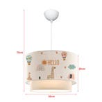 Kinder hanglamp Lurgan E27 wit met giraffe motief lux.pro, Verzenden, Nieuw