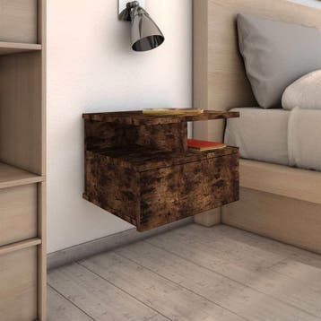 vidaXL Nachtkastje zwevend 40x31x27 cm bewerkt hout gerookt, Huis en Inrichting, Slaapkamer | Nachtkastjes, Minder dan 45 cm, Verzenden