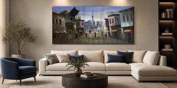 Safwan Haroun (1960) - Journey into an ancient city - XL, Antiek en Kunst, Kunst | Schilderijen | Klassiek