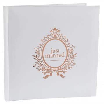 Bruidsset Just Married met gastenboek, ringkussen + moneybox, Hobby en Vrije tijd, Feestartikelen, Verzenden, Nieuw, Feestartikel