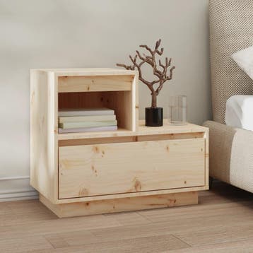 vidaXL Nachtkastje 60x34x51 cm massief grenenhout, Minder dan 45 cm, Verzenden, Nieuw, Minder dan 55 cm