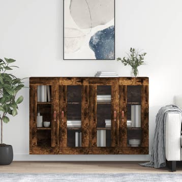 vidaXL Hangkasten 2 st bewerkt hout gerookt eikenkleurig, Verzenden, Nieuw, Overige houtsoorten